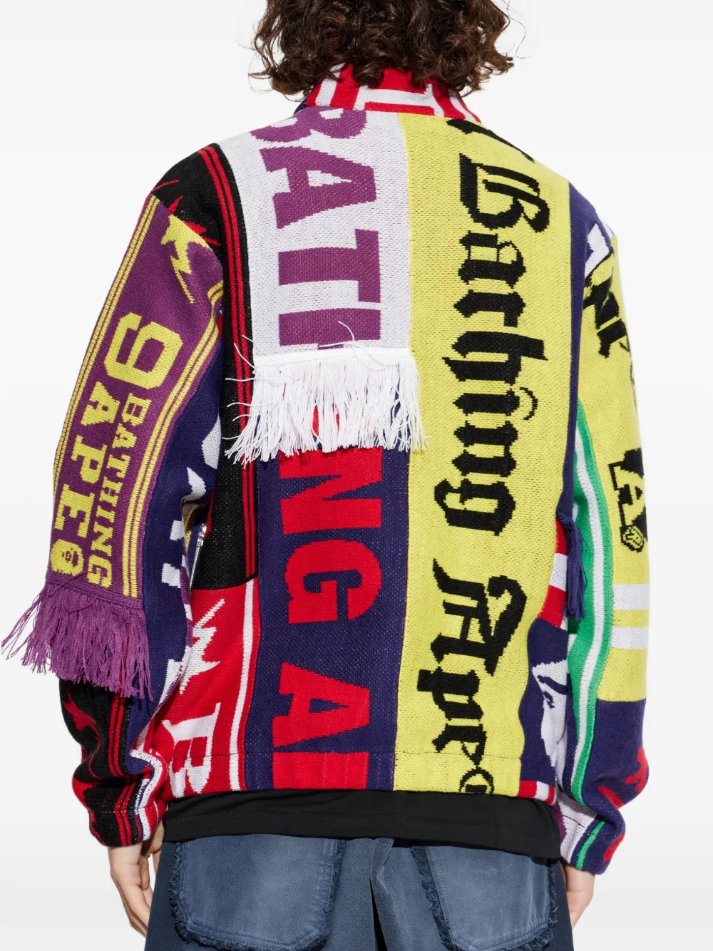 A BATHING APE Trainingsjack met sjaalpatroon Wit