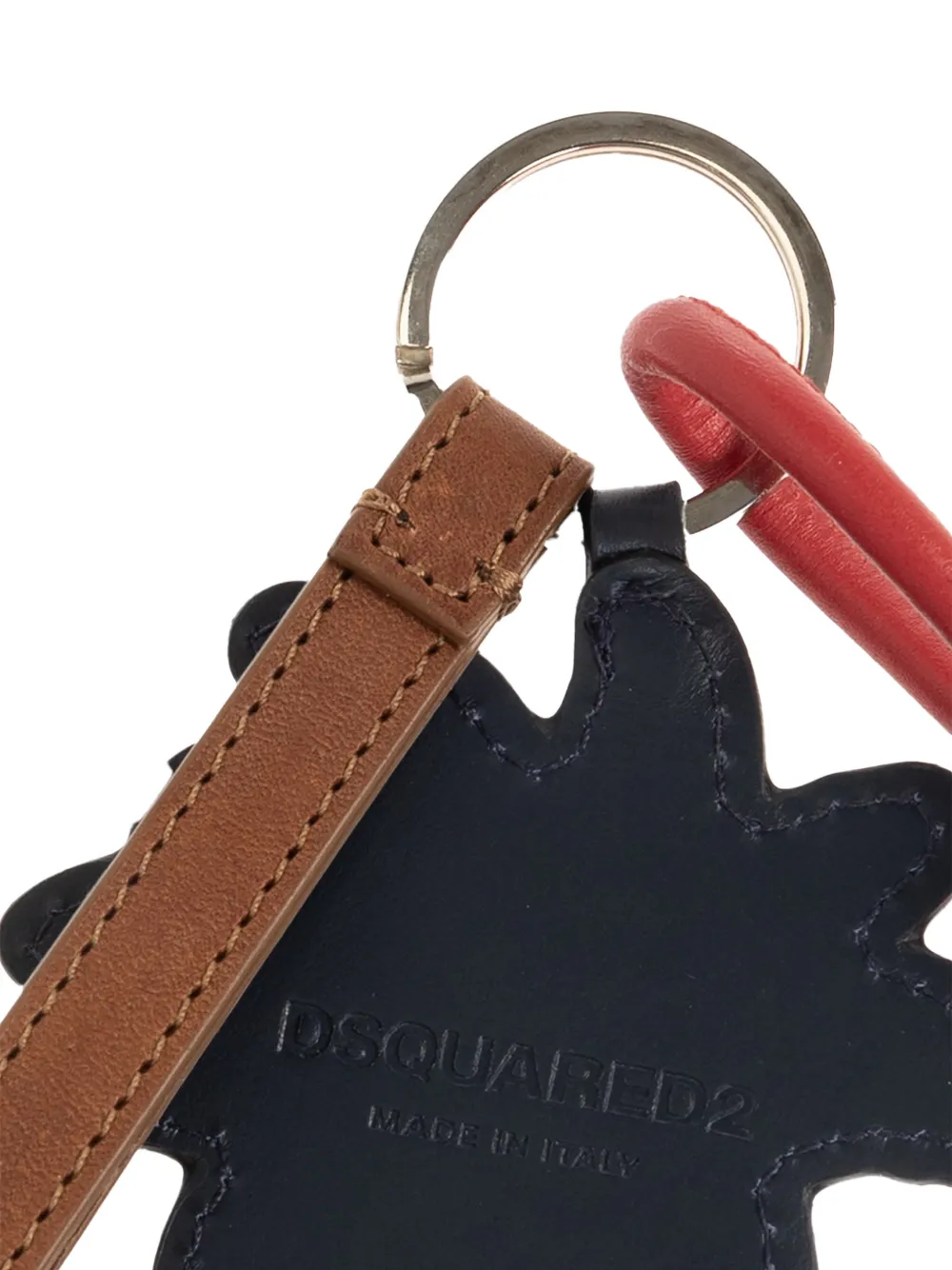 Dsquared2 Palm-tree Leather Keyring In Blue