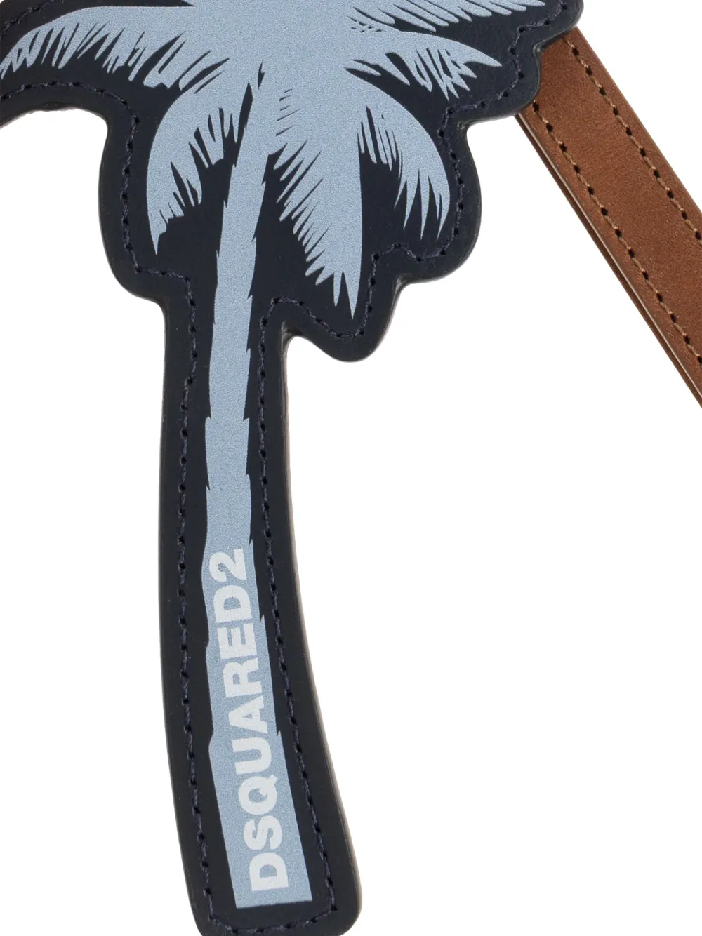 Dsquared2 Palm-tree Leather Keyring In Blue