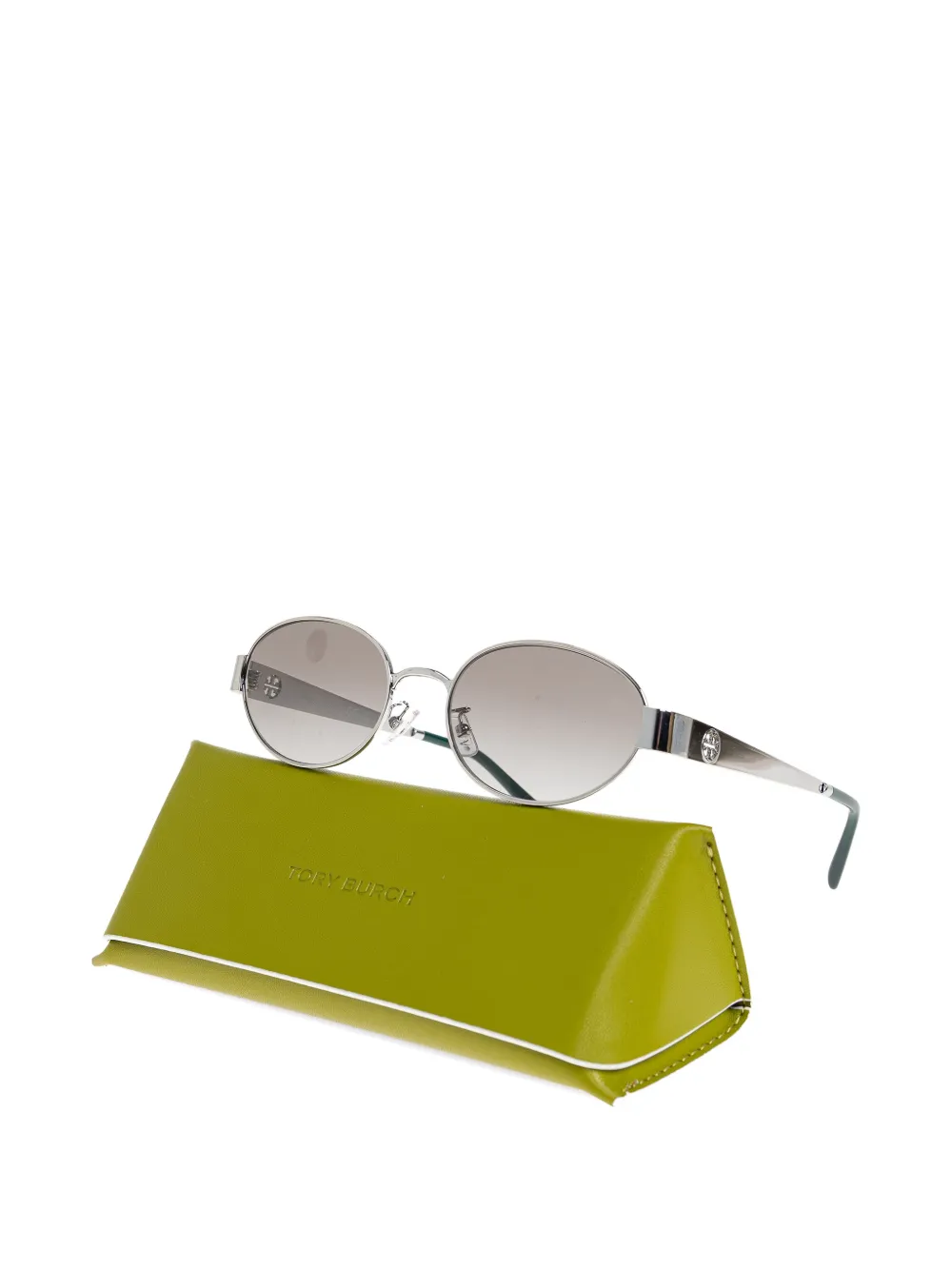  Tory Burch Oval-frame Sunglasses - Silver 