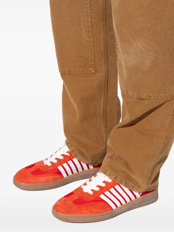 DSQUARED2 striped-detail Leather Sneakers | Red | FARFETCH