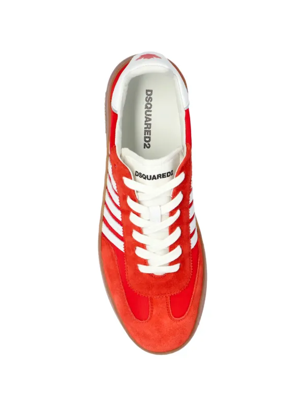 DSQUARED2 striped-detail Leather Sneakers | Red | FARFETCH