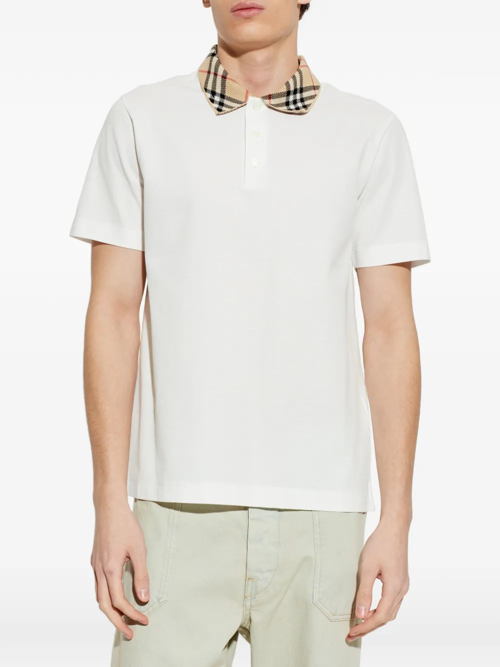 Burberry Poloshirt met geruite kraag Wit