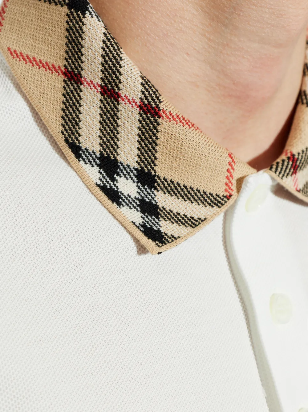 Burberry Poloshirt met geruite kraag Wit