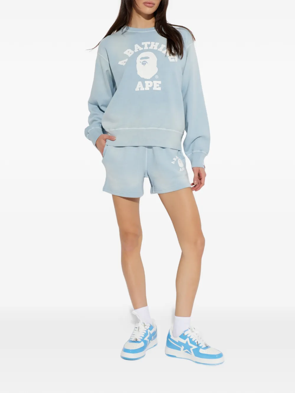  A Bathing Ape® Logo Detail Shorts - Blue 