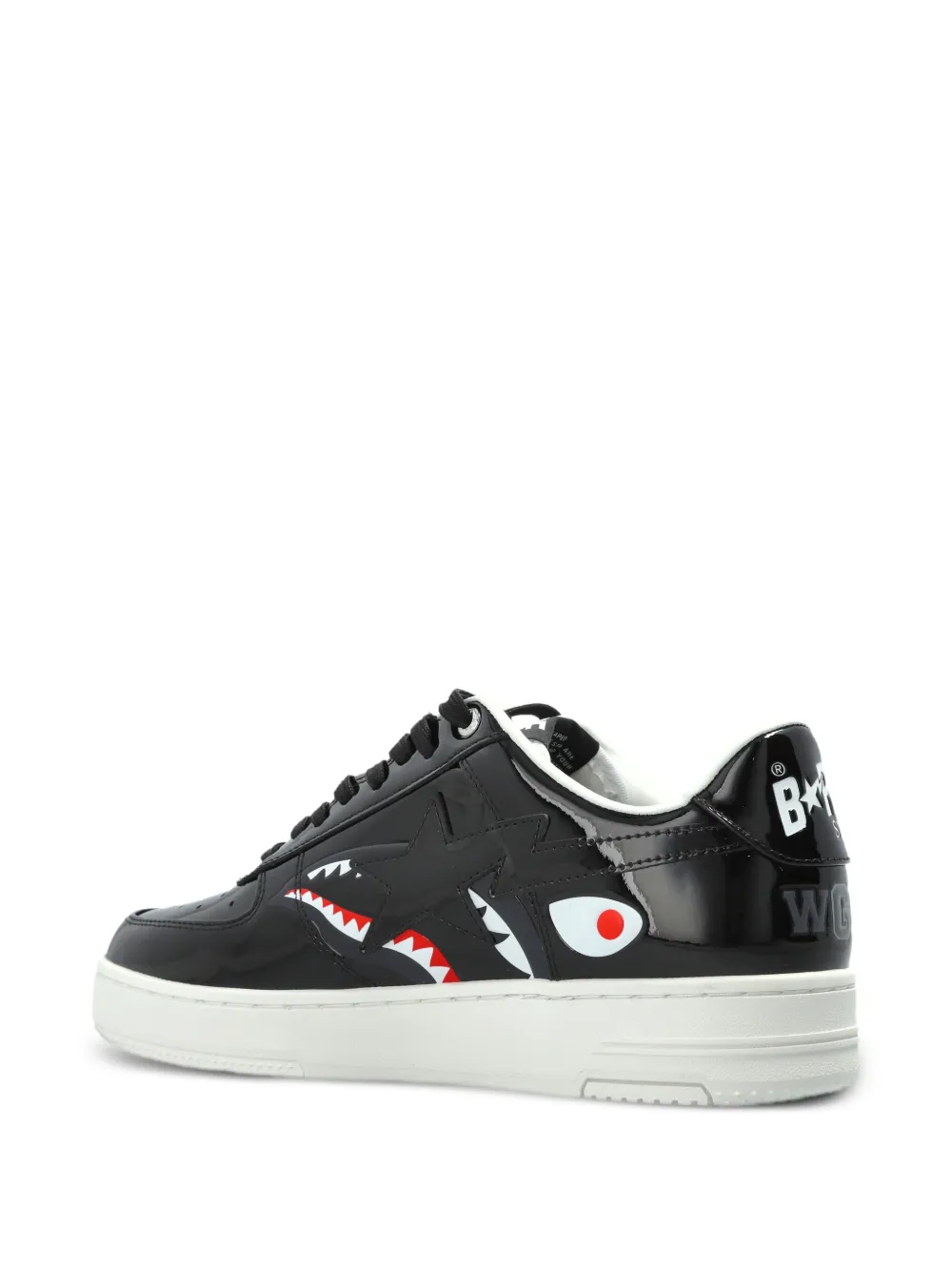 A BATHING APE Shark Star leren sneakers Zwart