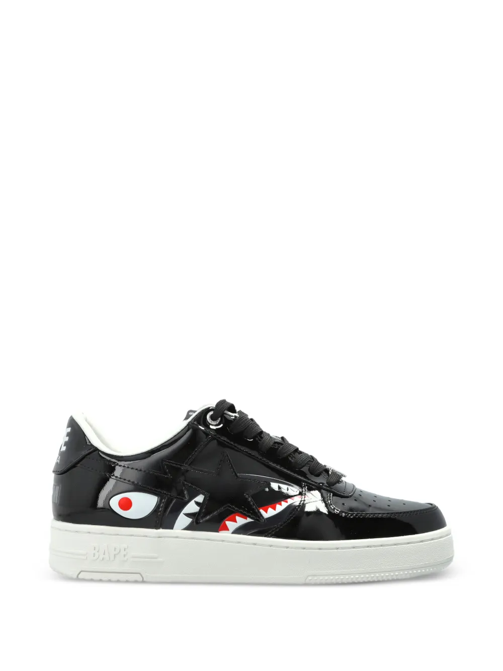 A BATHING APE® shark star leather sneakers - Nero