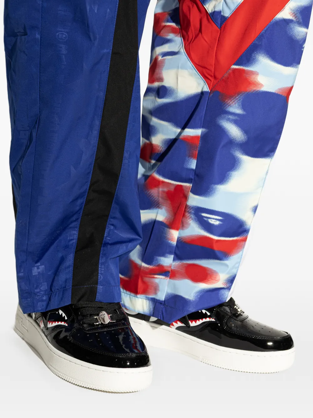 A BATHING APE Shark Star leren sneakers Zwart