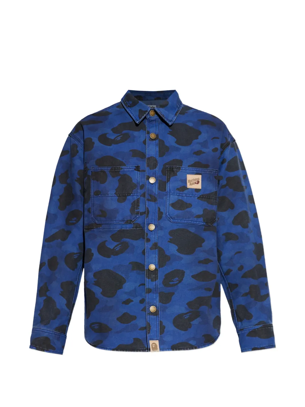 A BATHING APE® 1ST Camo camouflage logo-patch shirt - Blau