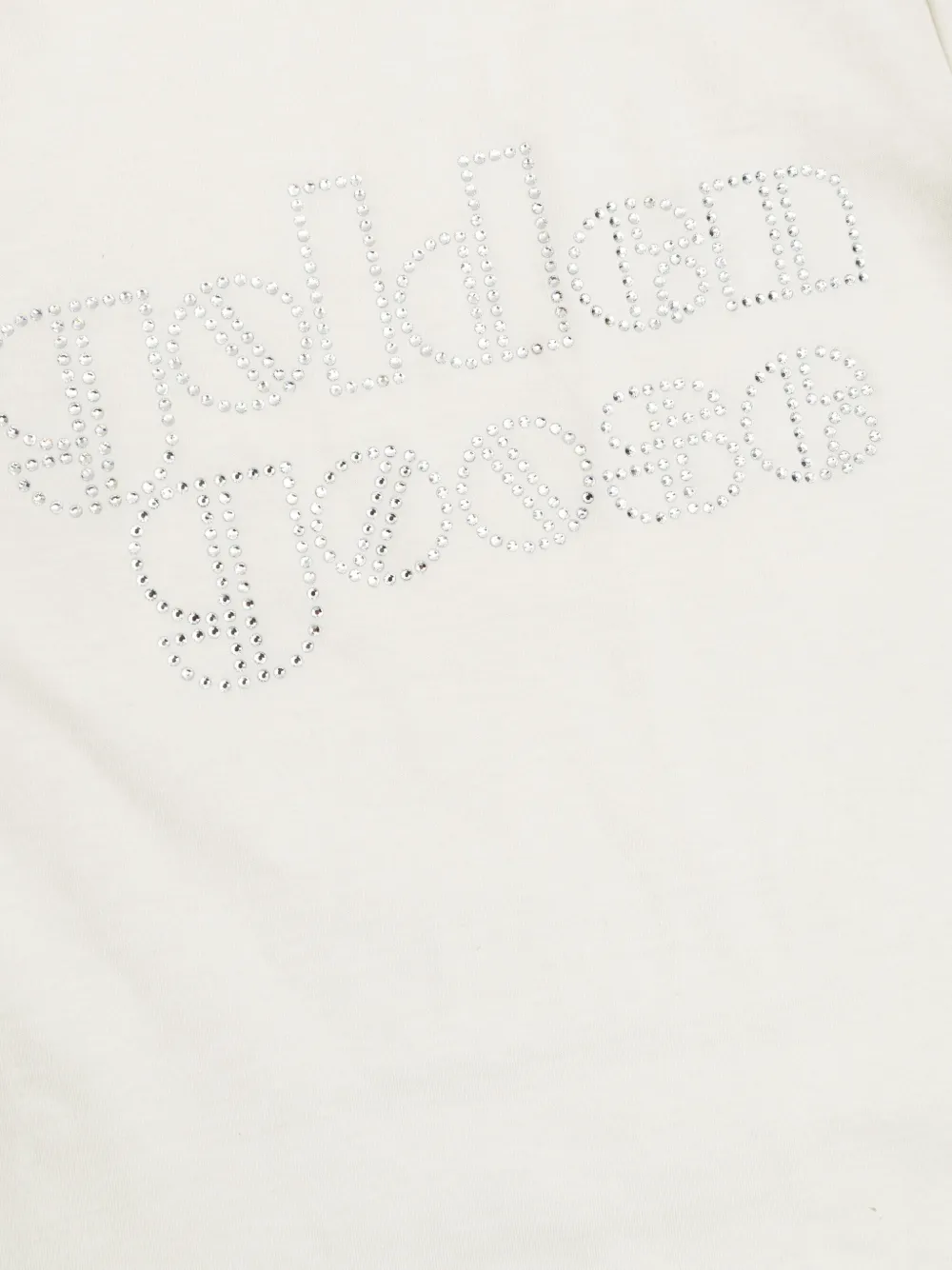 Golden Goose Kids T-shirt met logo van stras Beige