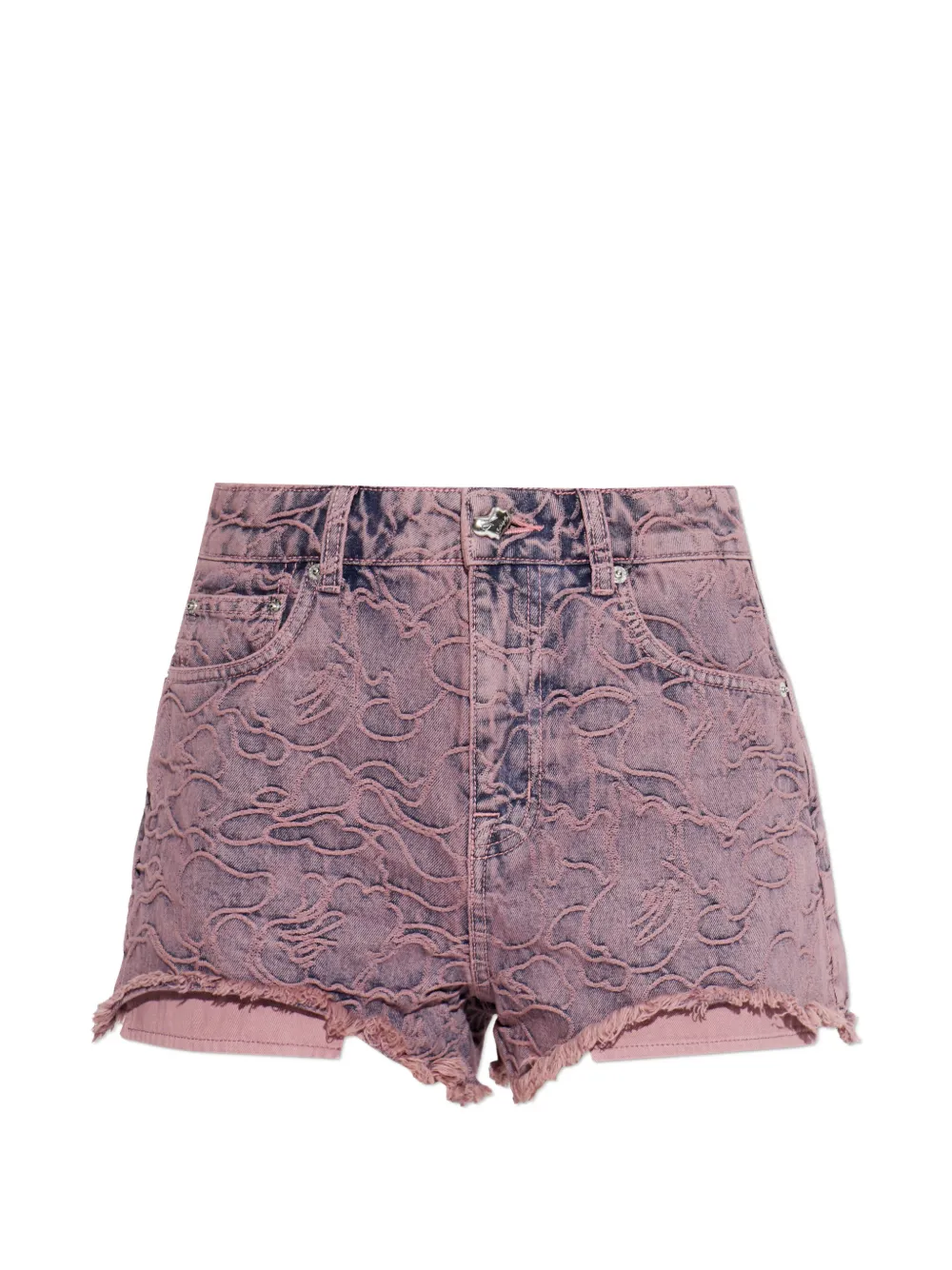 A BATHING APE® embroidered frayed shorts - Rosa