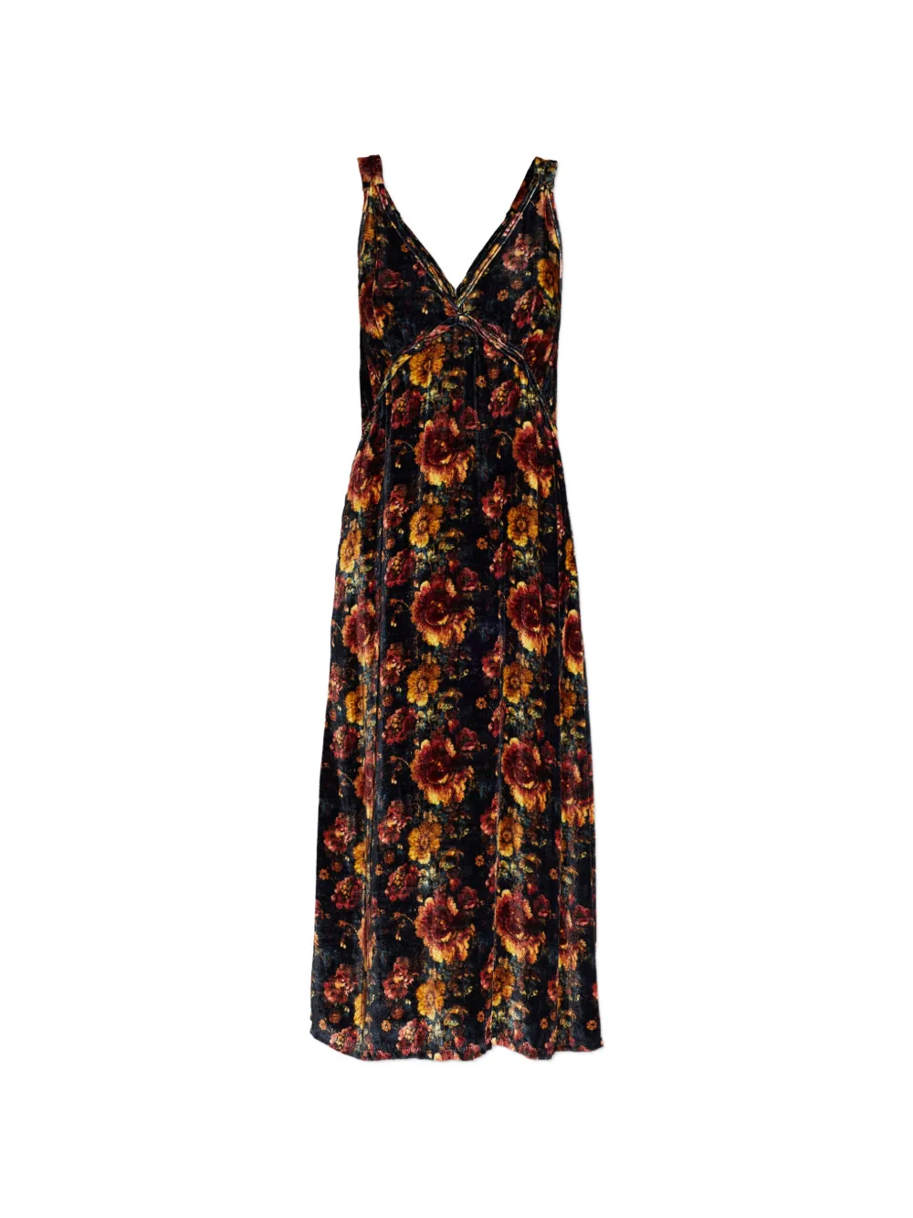R13 V-neck floral-print midi dress - Nero