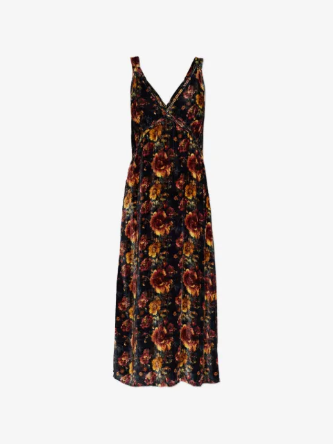R13 vestido midi con estampado floral y cuello en V