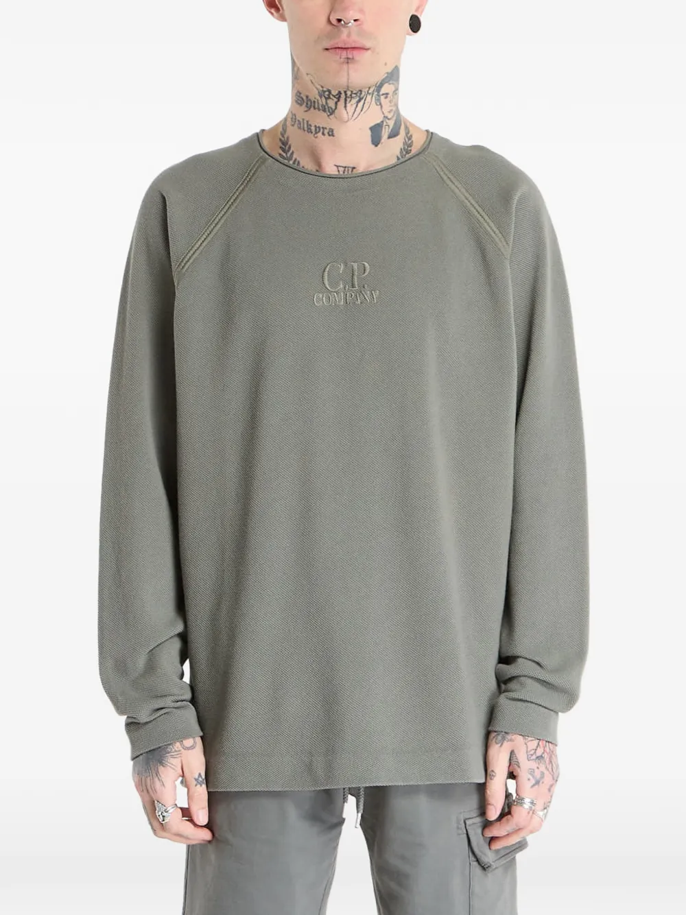 C.P. Company pigment-dyed mock-neck sweatshirt - Verde
