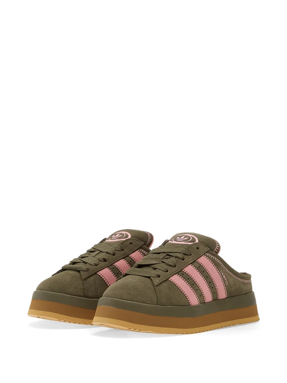adidas Campus 00s three-stripes platform-sole slippers Groen