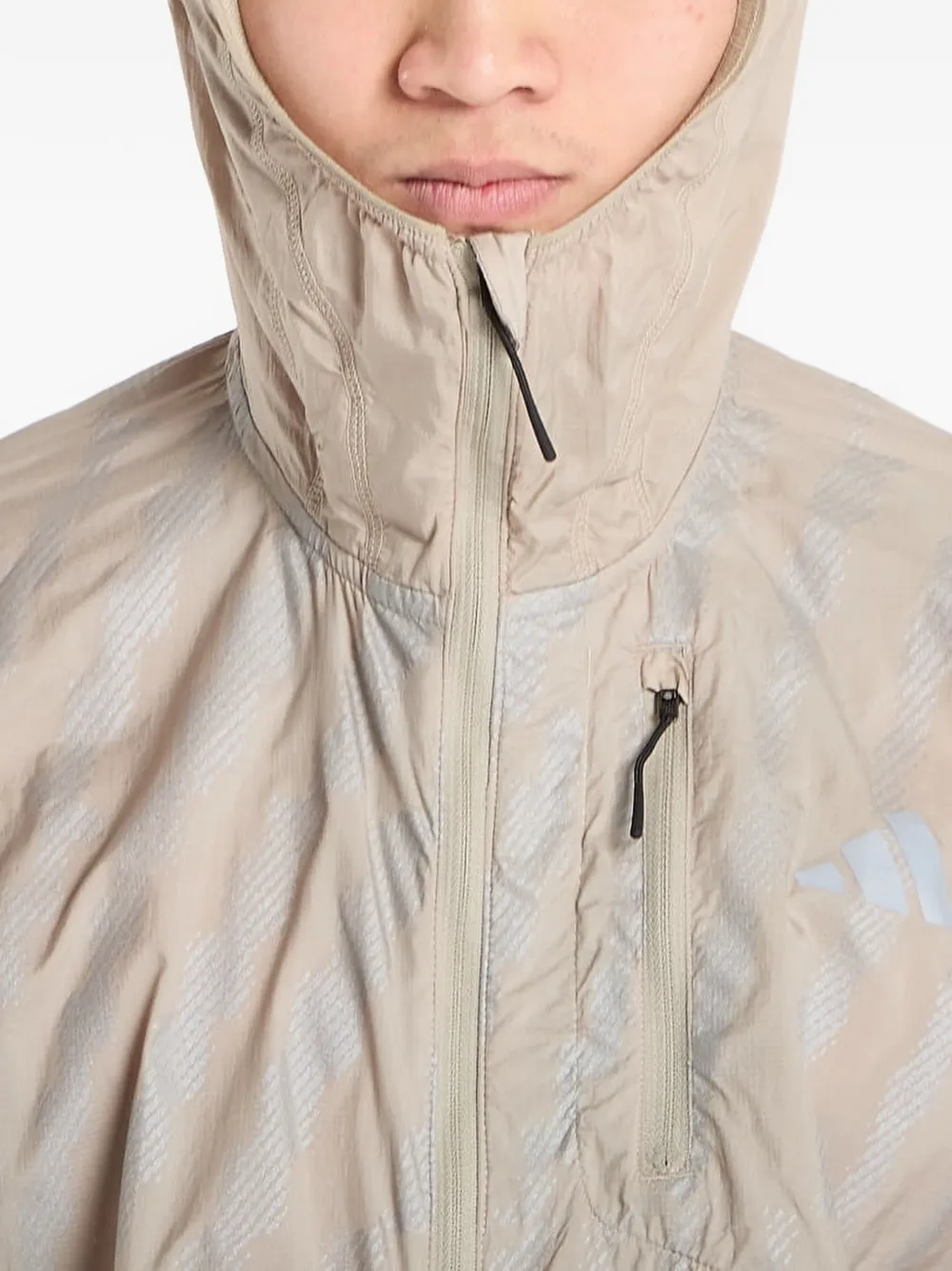 adidas Jack met capuchon en patroon Beige