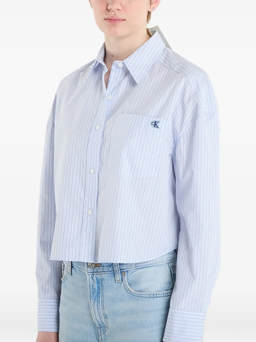 Calvin Klein Gestreept katoenen overhemd Blauw