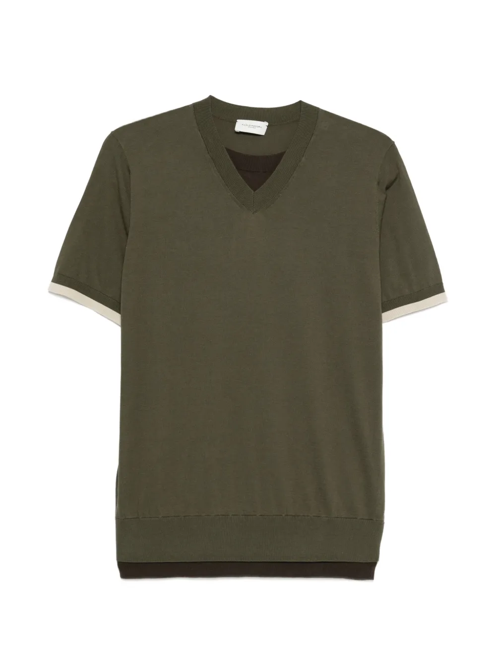 Paolo Pecora V-neck layered polo shirt - Verde