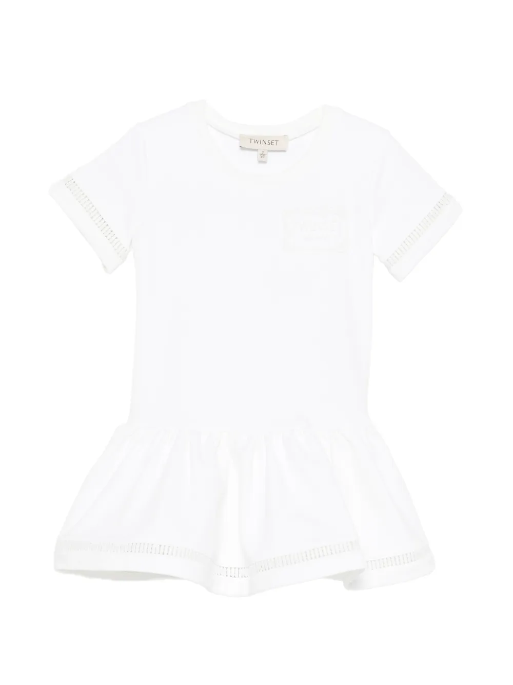 TWINSET Kids logo-patch ruffle dress - Bianco