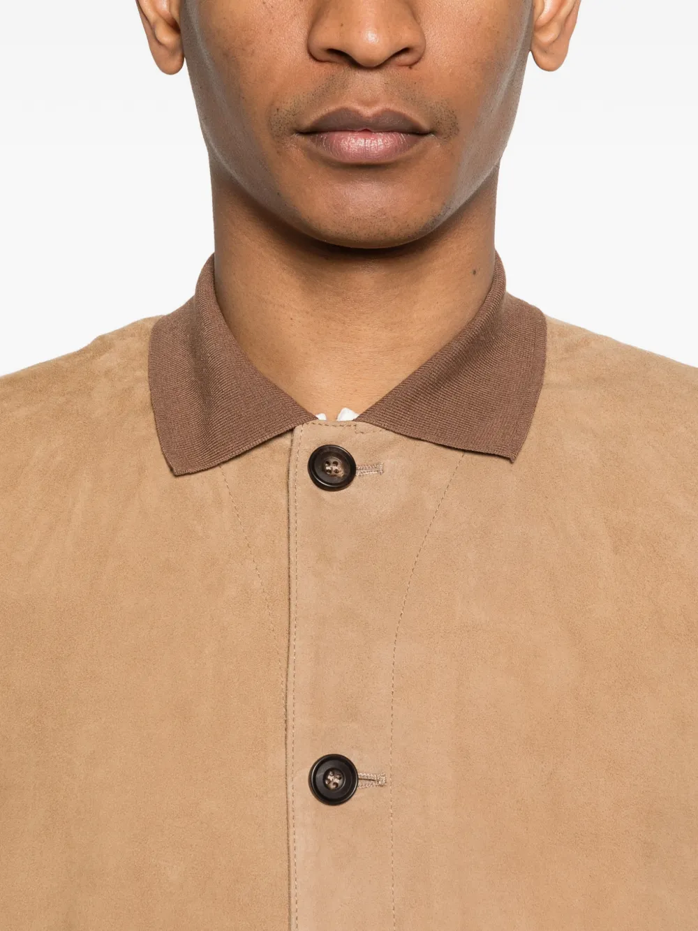 Corneliani Lamsleren jack met knoop Beige
