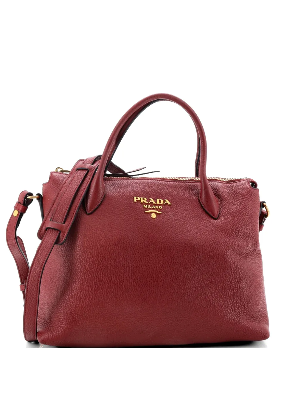 Prada Pre-Owned Dual Strap Zip Tote Vitello Daino Medium satchel - Rosso