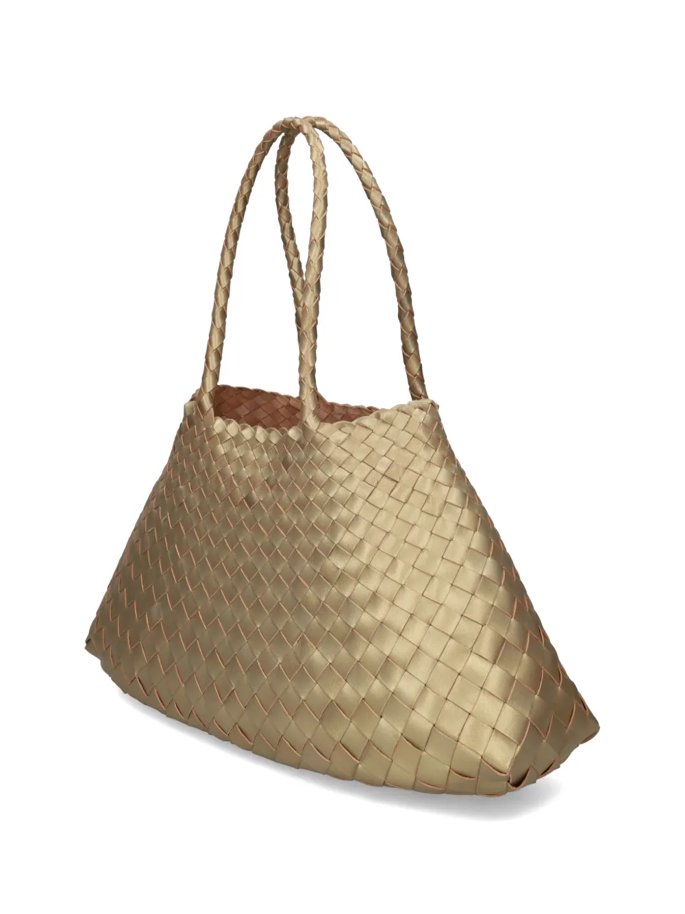  Dragon Diffusion Woven Braided Leather Tote Bag - Gold 