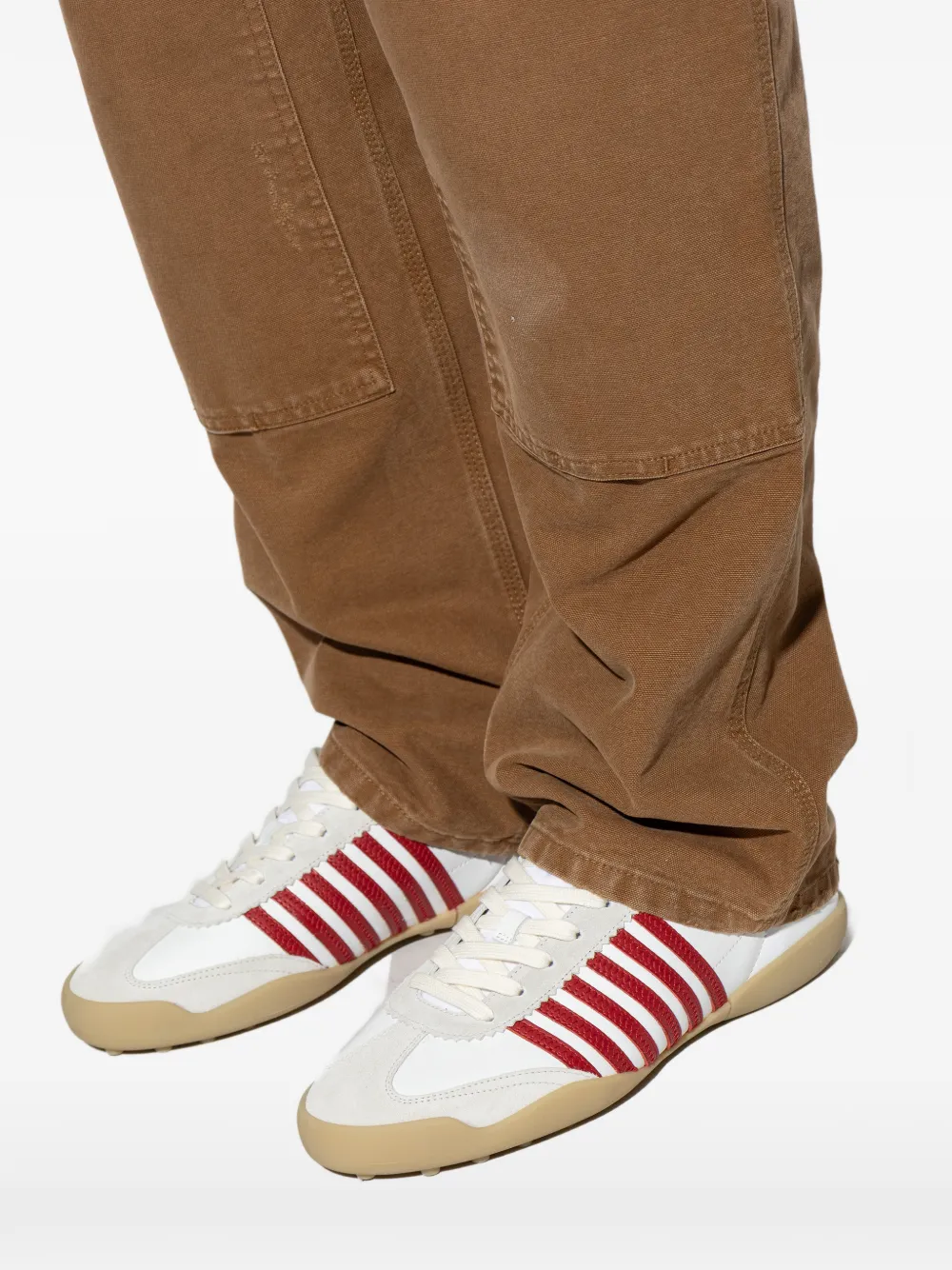 DSQUARED2 Gestreepte leren sneakers Wit