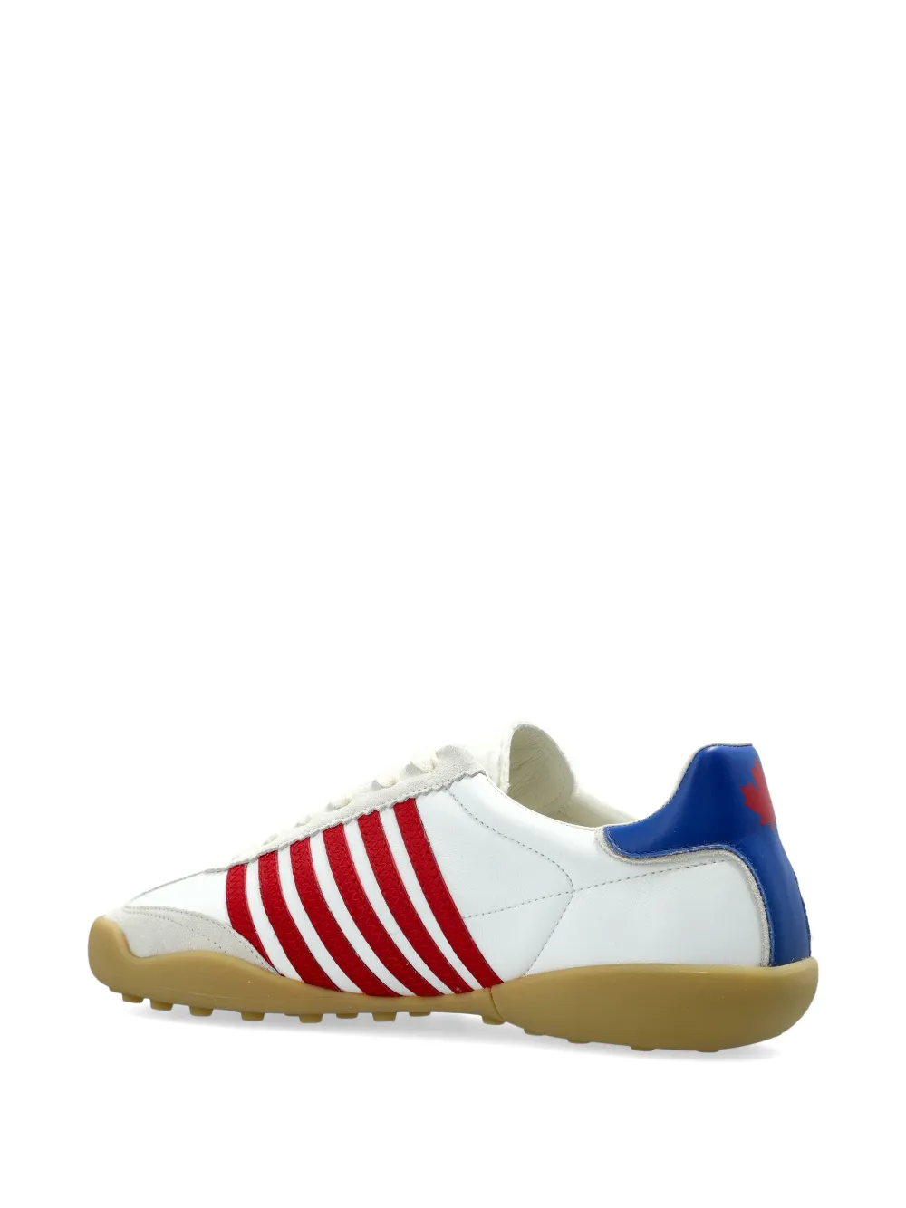 DSQUARED2 Gestreepte leren sneakers Wit