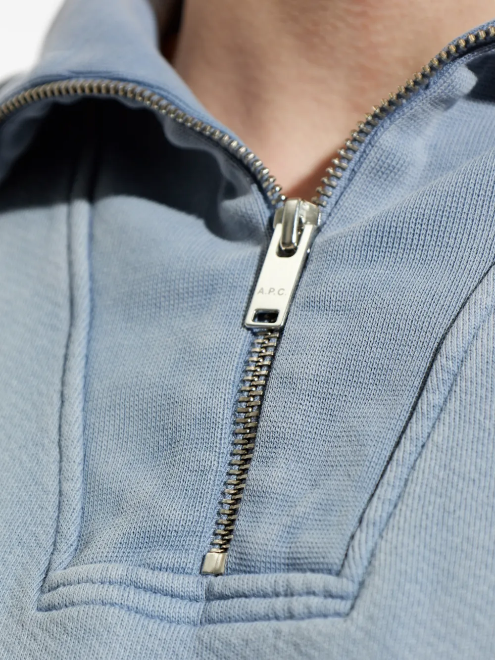 A.P.C. Katoenen sweater met halve rits Blauw