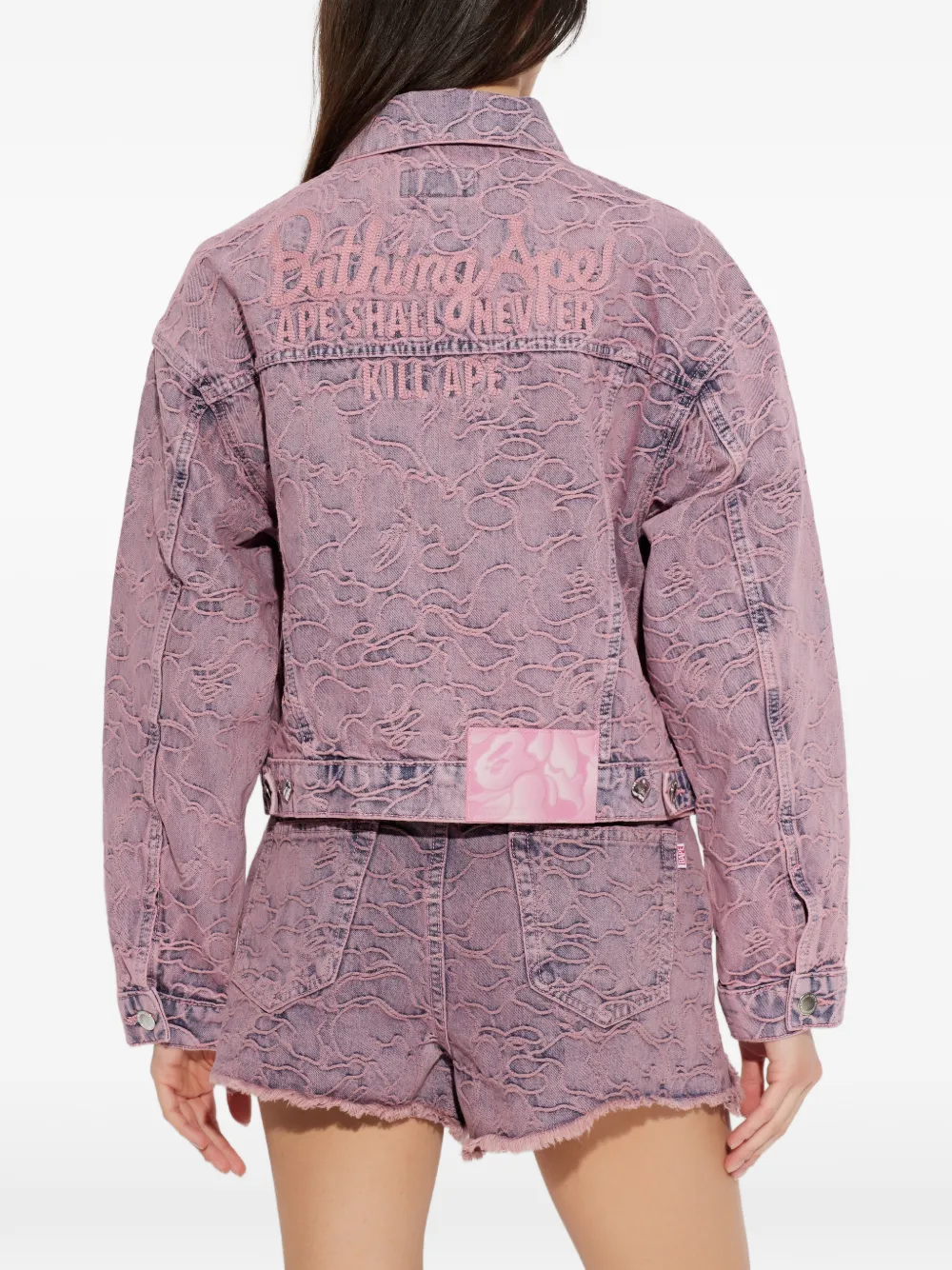 A BATHING APE Line Camo denim jack met patroon Roze