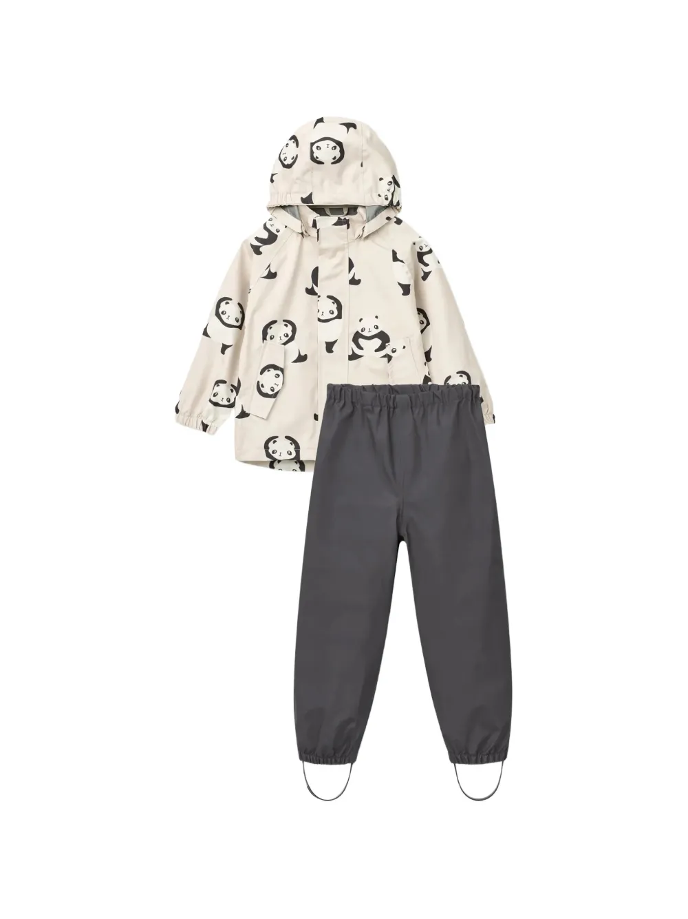 Liewood panda-print hooded jacket - Grigio