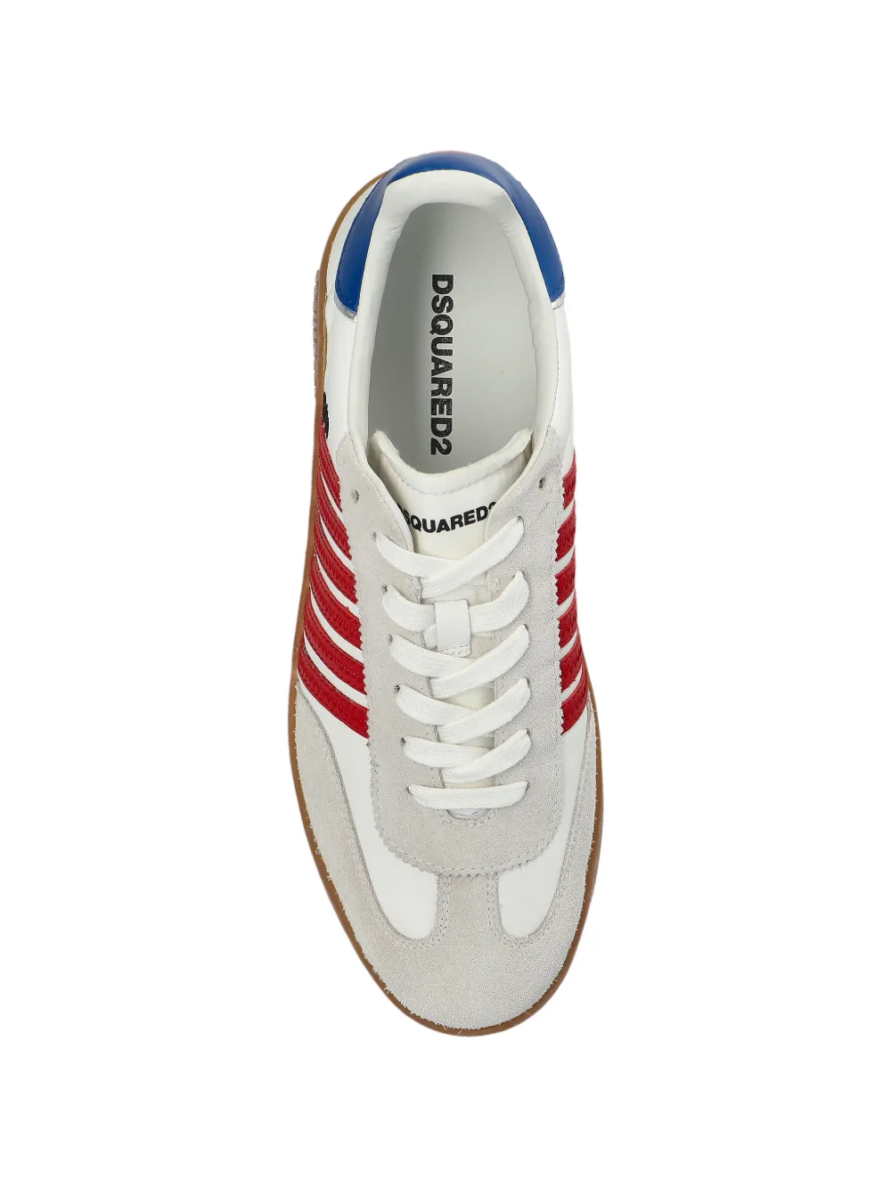 DSQUARED2 Boxer gestreepte leren sneakers Wit