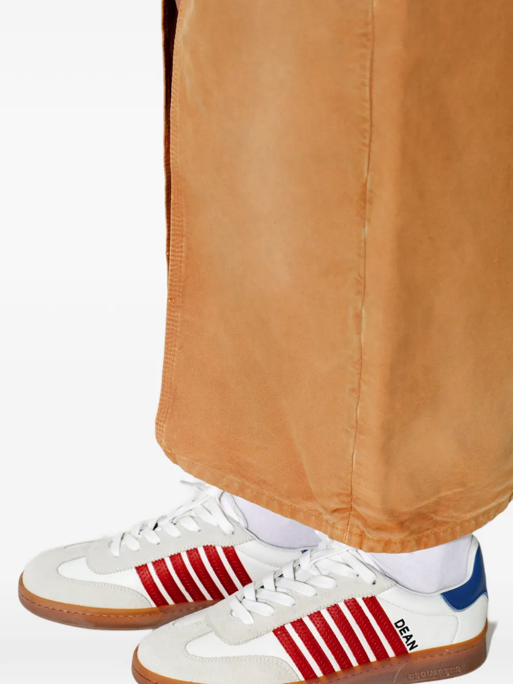 DSQUARED2 Boxer gestreepte leren sneakers Wit