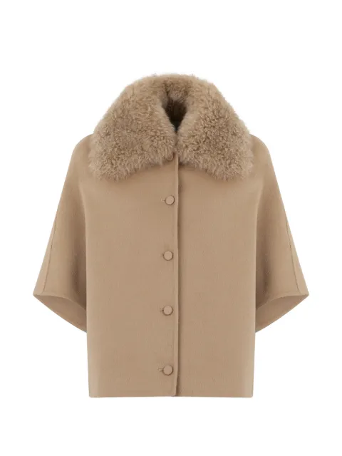 Yves Salomon shearling-collar button-front cape