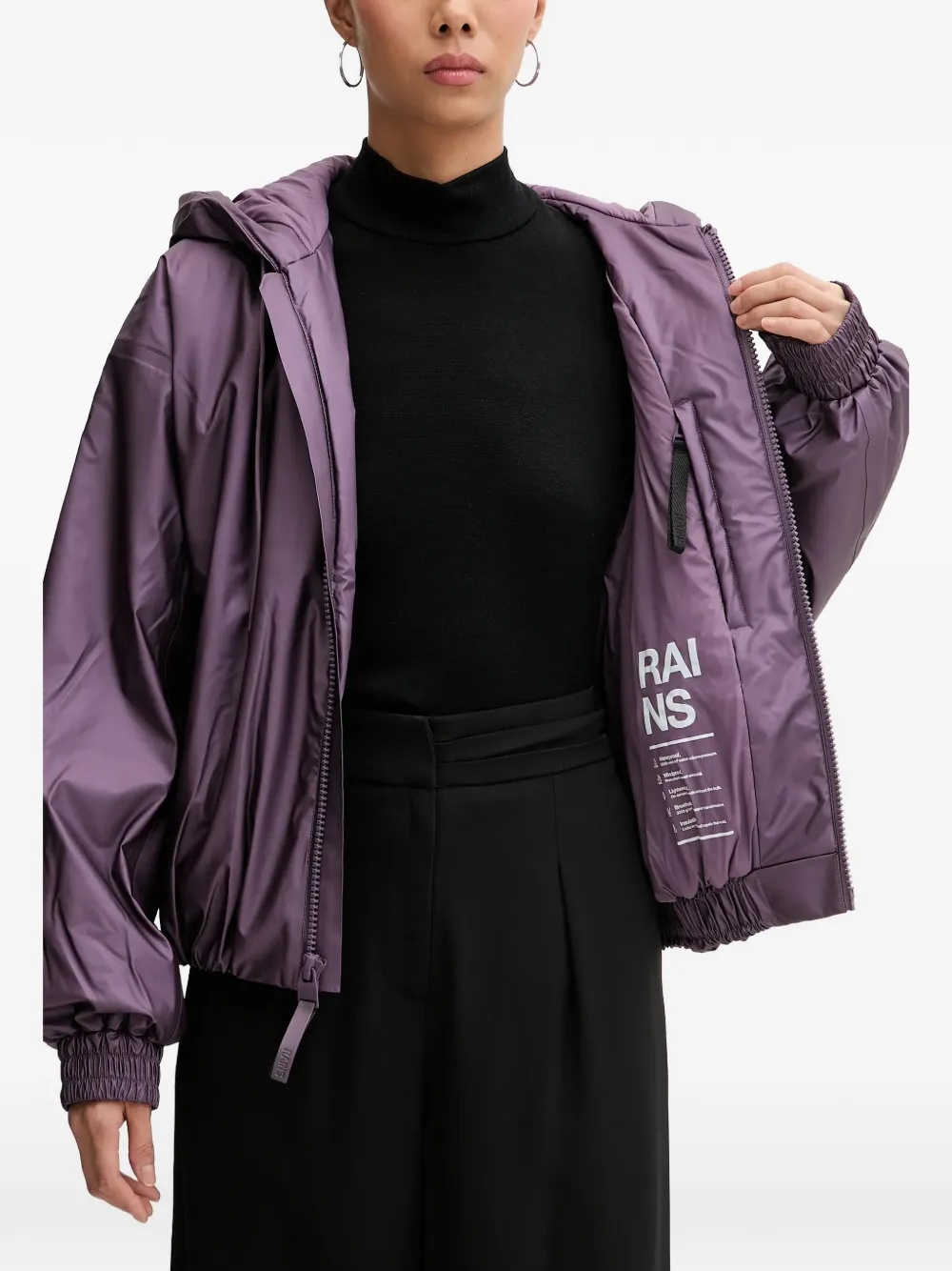  Rains Hooded Zip-fastening Jacket - Purple 