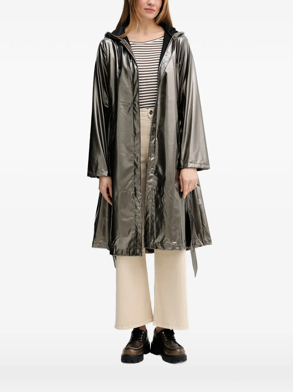Rains hooded belted coat - Grigio