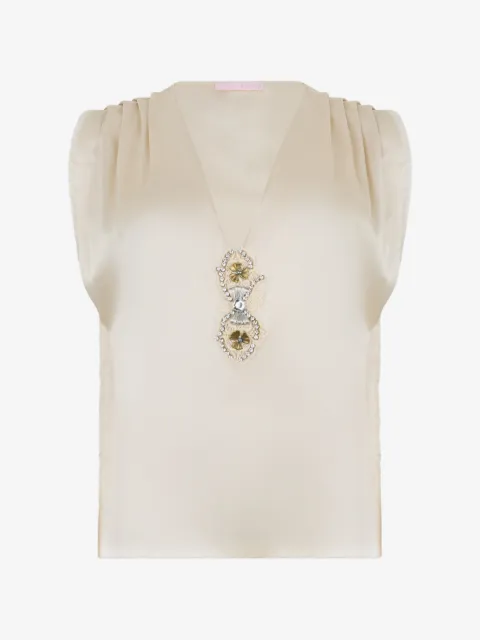 Kristina Ti embellished pleated blouse