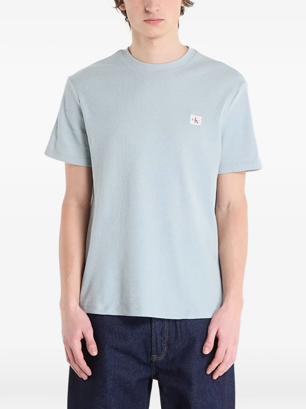Calvin Klein waffle-knit crew-neck T-shirt - Blu