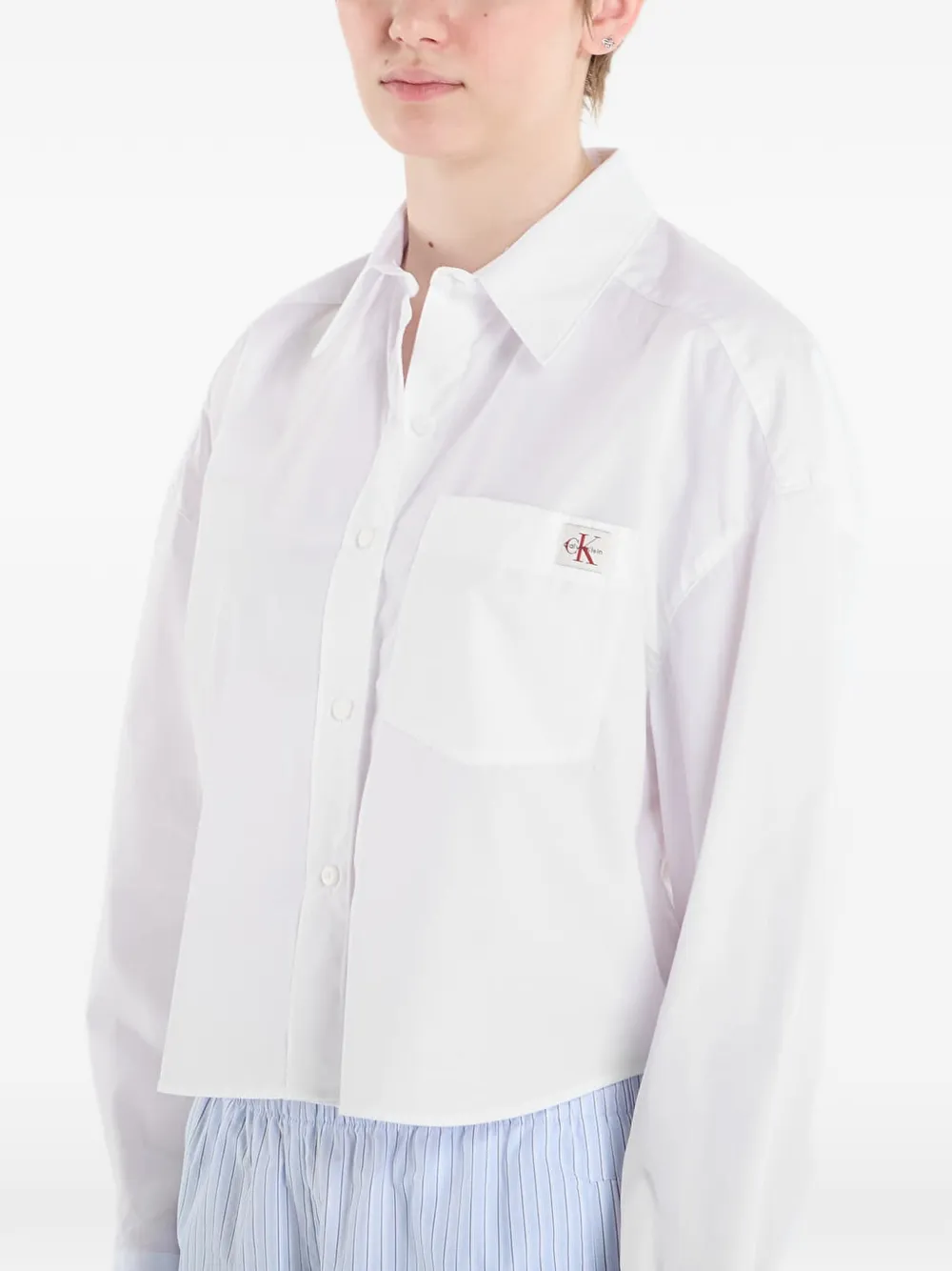 Calvin Klein cropped poplin shirt - Bianco
