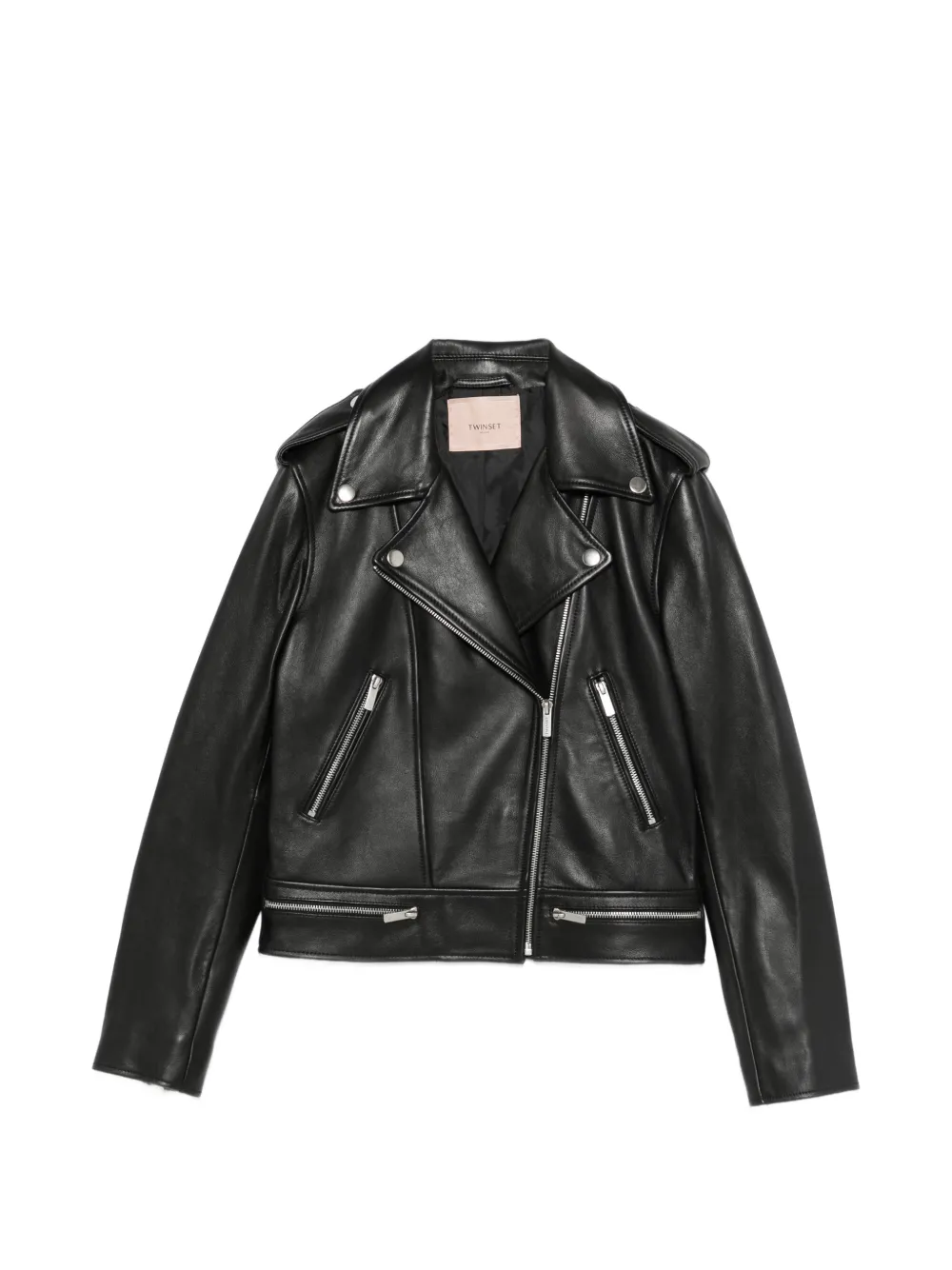 TWINSET zip-up leather jacket - Nero