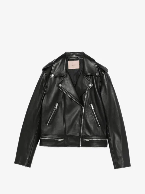 TWINSET chamarra de piel con cierre