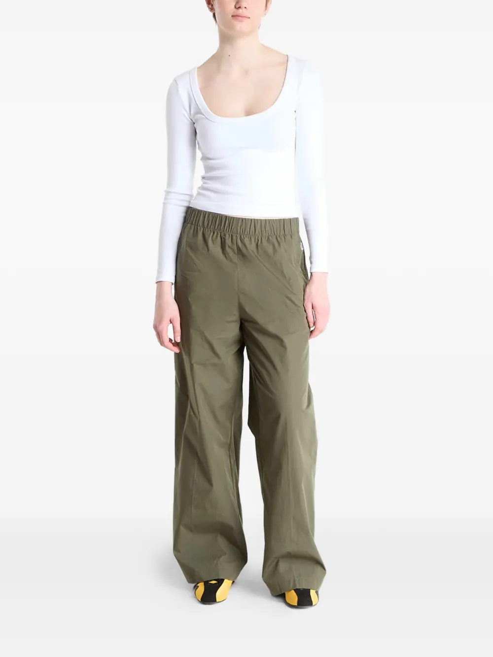  Calvin Klein Poplin Ewaist Pull O Elasticated Trousers - Green 