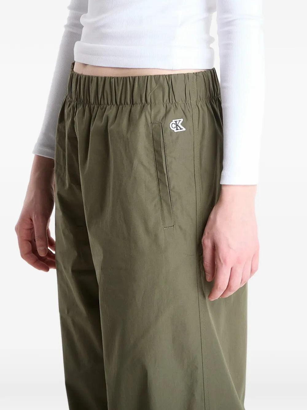 Calvin Klein Popeline Ewaist Pull O elastische broek Groen