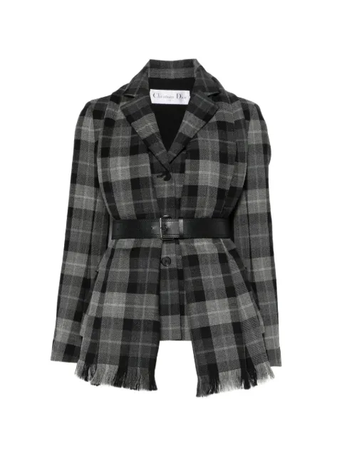Christian Dior Pre-Owned checked fringed jacket