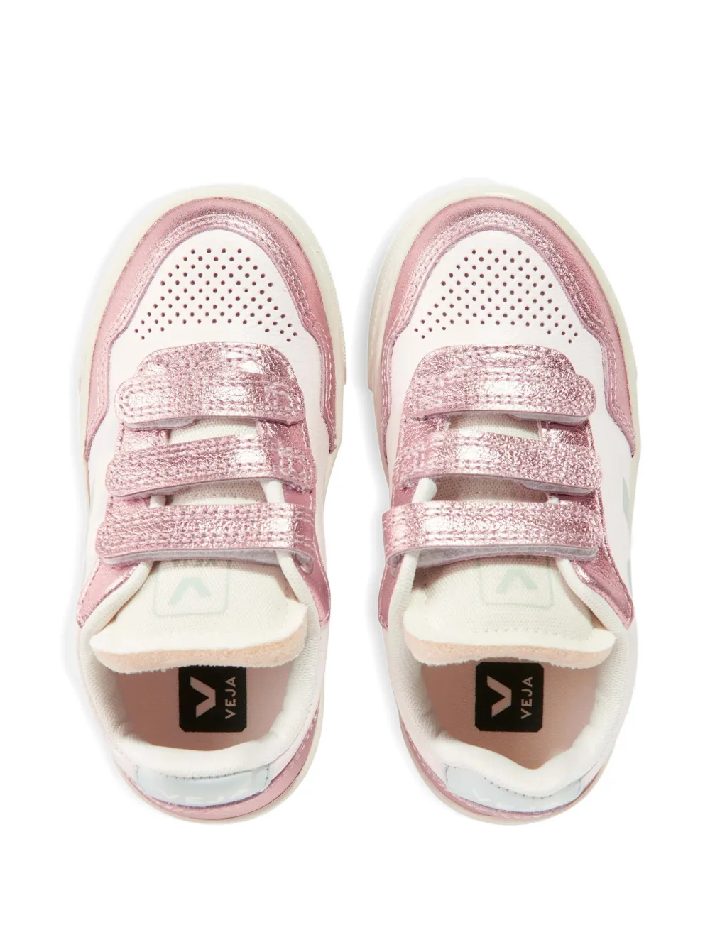 VEJA Kids Sneakers met glitters en bandje Beige
