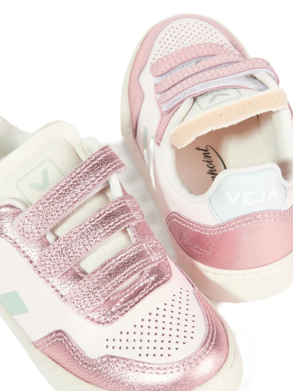 VEJA Kids Sneakers met glitters en bandje Beige