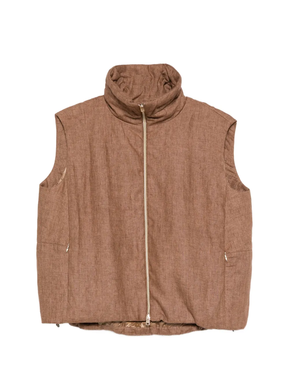 Herno funnel-neck zip gilet - Marrone