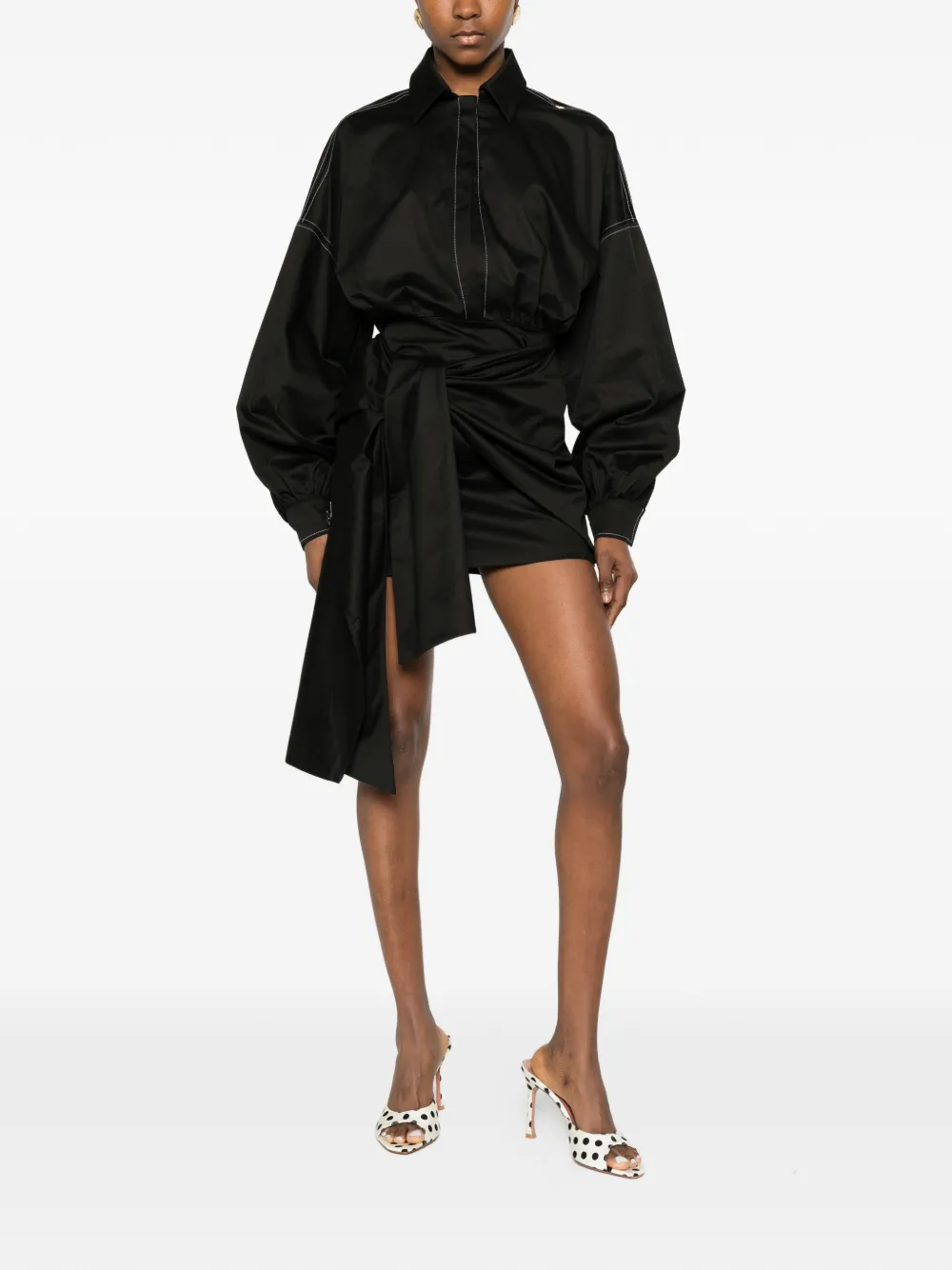 Catalina Blousejurk met geknoopt detail Zwart