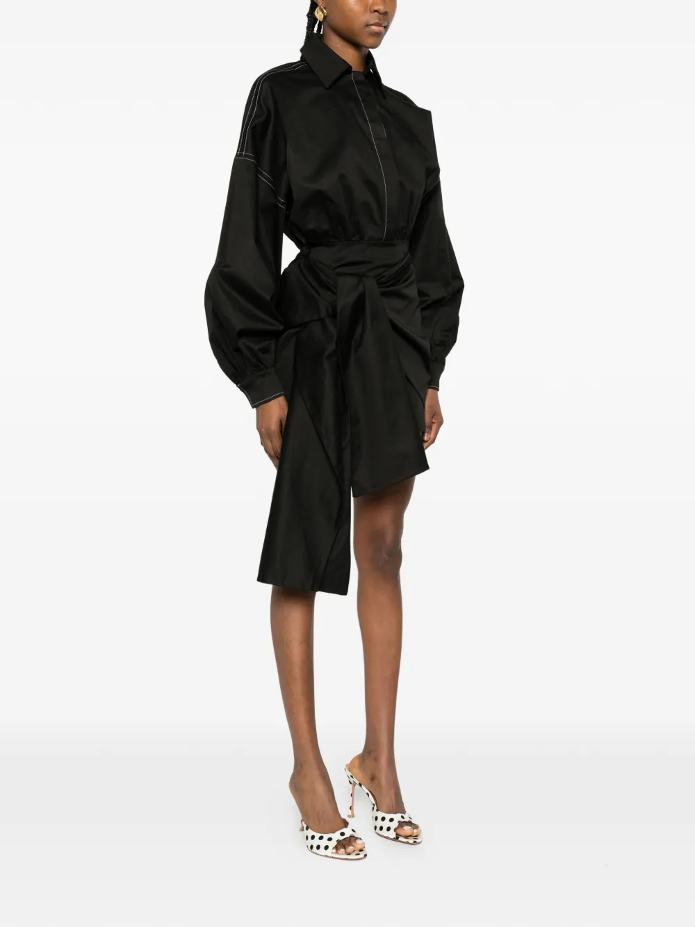 Catalina Blousejurk met geknoopt detail Zwart