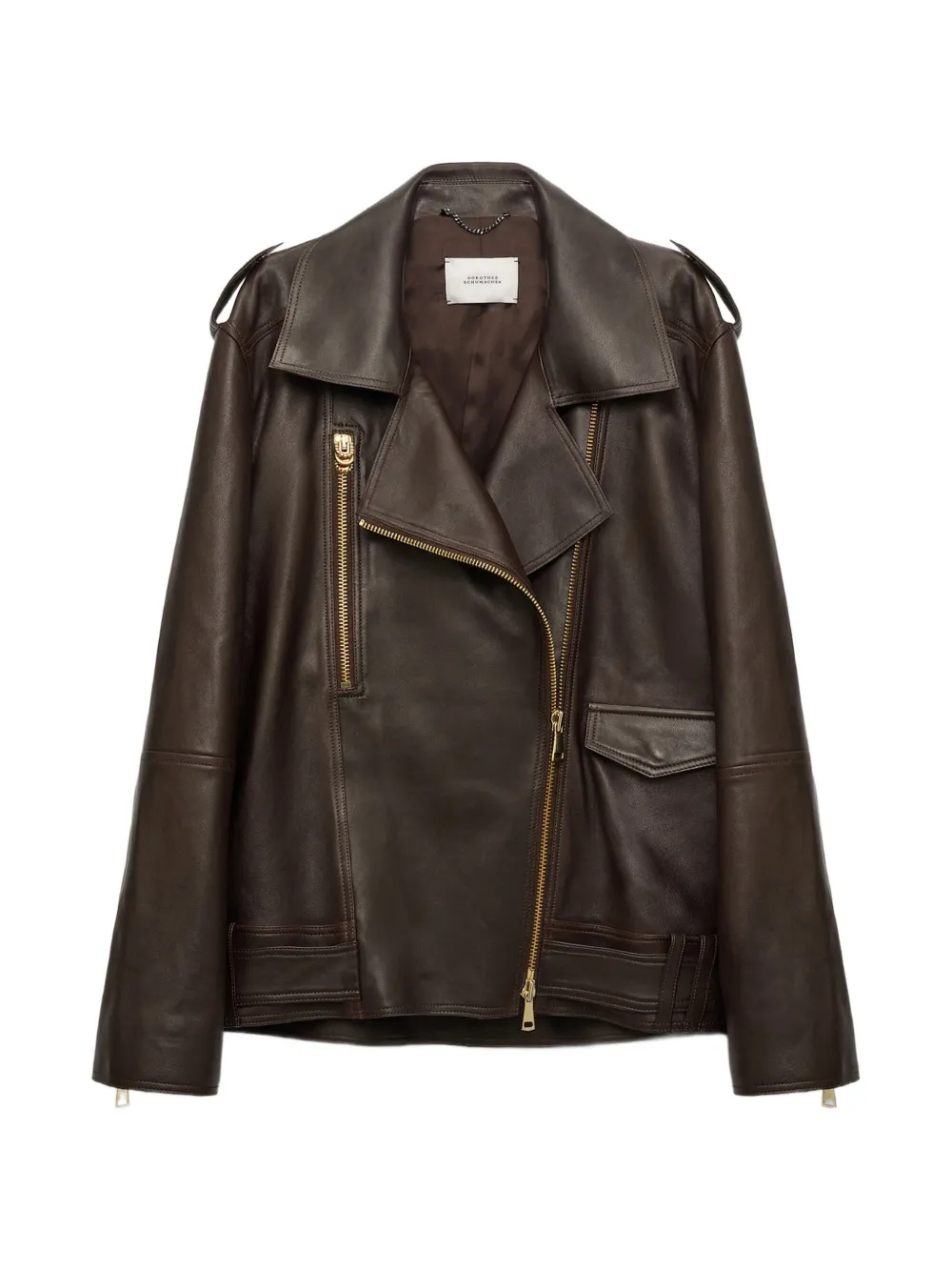 Dorothee Schumacher zip-up leather jacket - Marrone